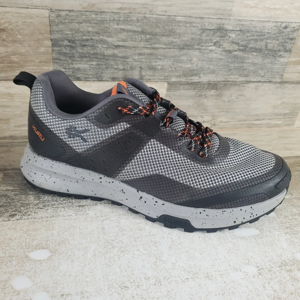 Kuru Atom Mens Hiking Shoes Sz 8.5 M Lead Gray Orange Spice Mesh Lace Up Sneaker